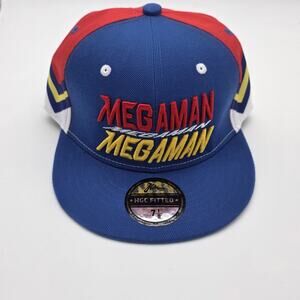 Mega Man 1987 Headgear Classics Fitted Hat 7 1/8 Blue Red Cap NWT